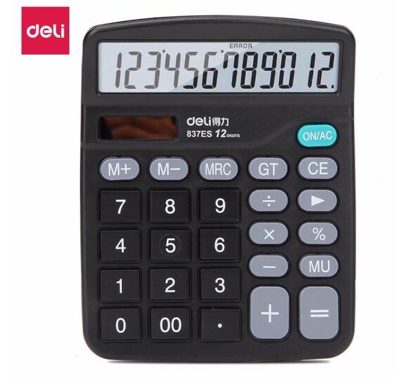 得力(deli)计算器金属面板桌面计算器财务专用办公桌面计算器计算机 大按键办公计算器 837ES